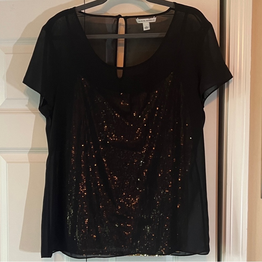 Banana Republic Black Sequin Women's Two Piece Top